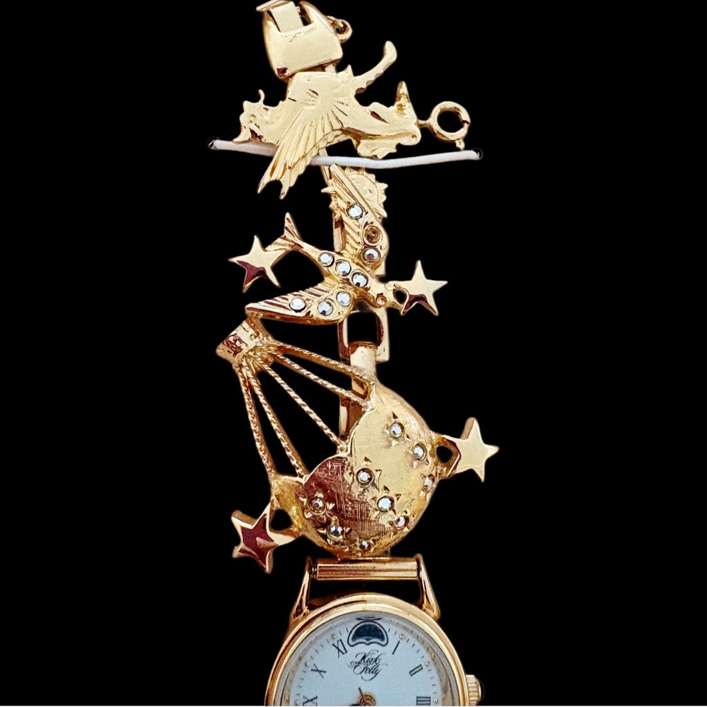 Vintage Kirk’s Folly Fairy Charm Bracelet Watch Gold Tone Enchanted Original Box - Picture 5 of 6
